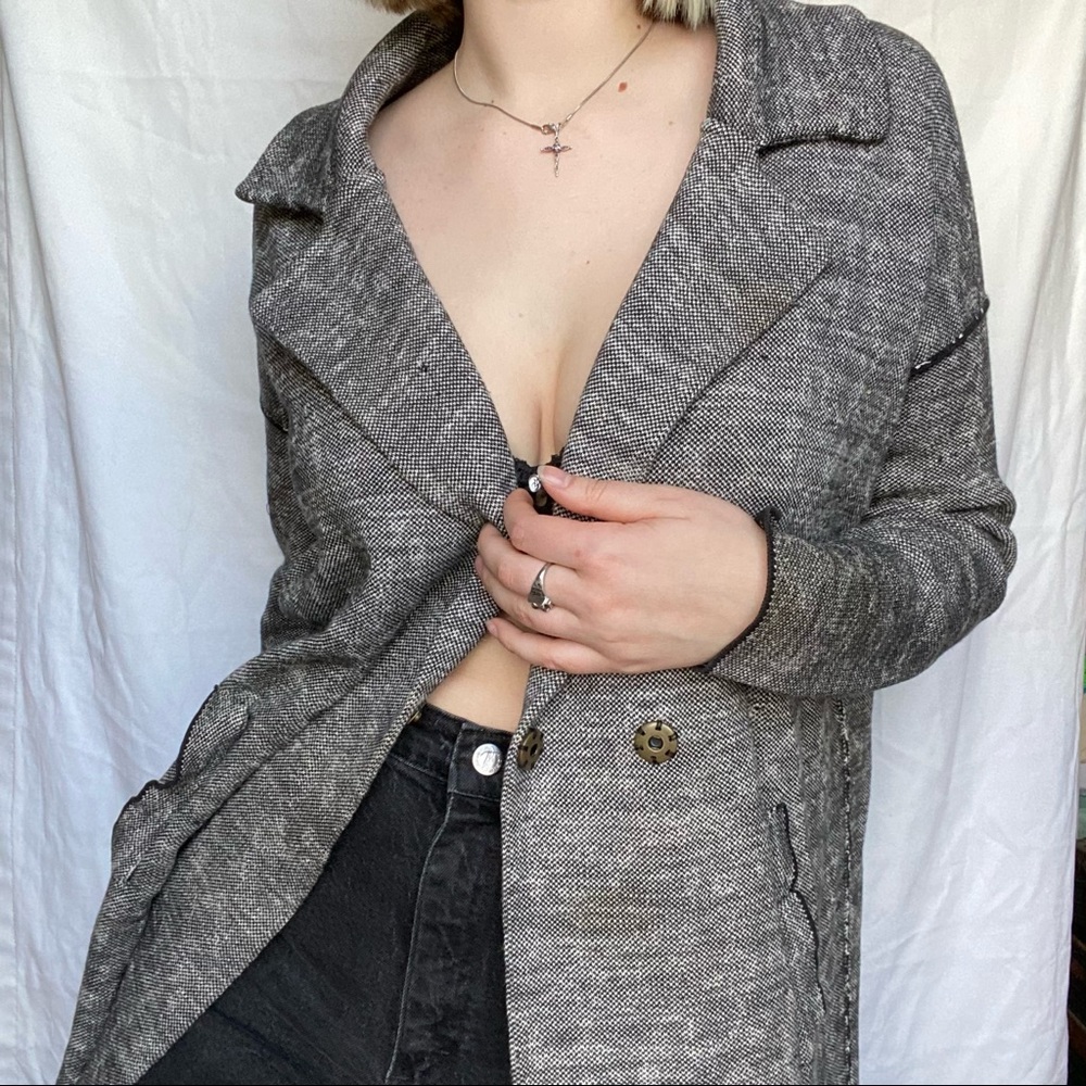 Anthropologie Grey Black Knit Sweater Jacket